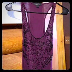 Beaded plum racer back tank top